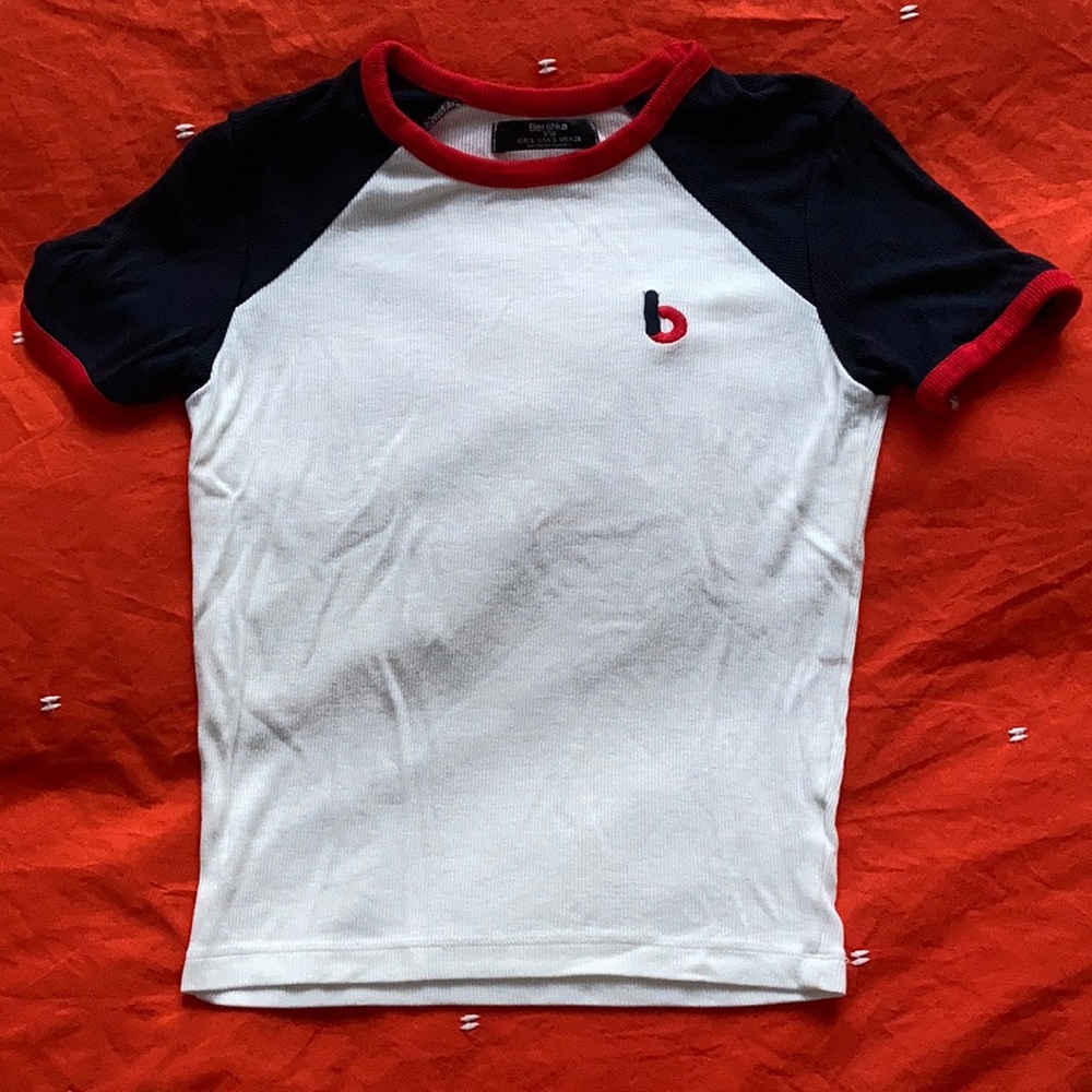 Bershka White Ribbed T